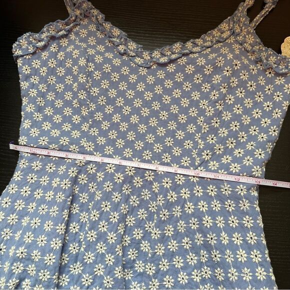 ✨ Altar’d State Chambray Embroidered Blue White Mini Dress Small NWT - Picture 12 of 13